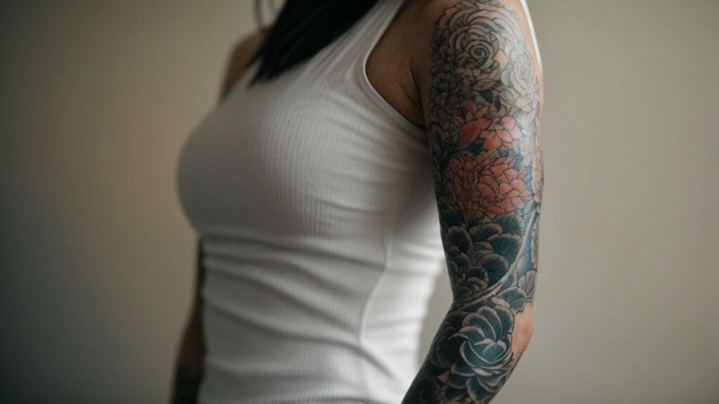 A woman with a tattoo in Japan.