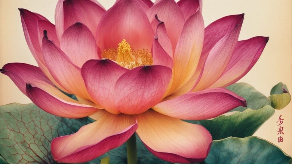 A supposed painting of a pink lotus flower.